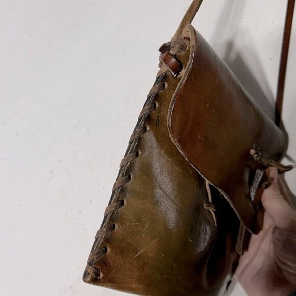 Vintage Brown Leather Shoulder Bag Purse - Picture 4 of 11